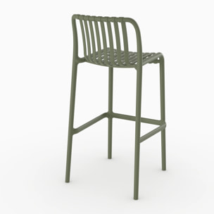 Lot de 2 chaises de bar de jardin 76 cm en plastique vert kaki - Duli