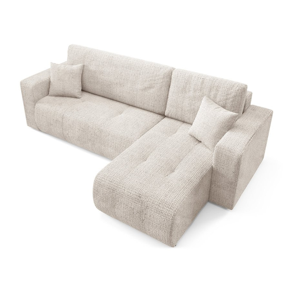 AURORE - Canapé d'angle droit 3 places en tissu texturé beige
