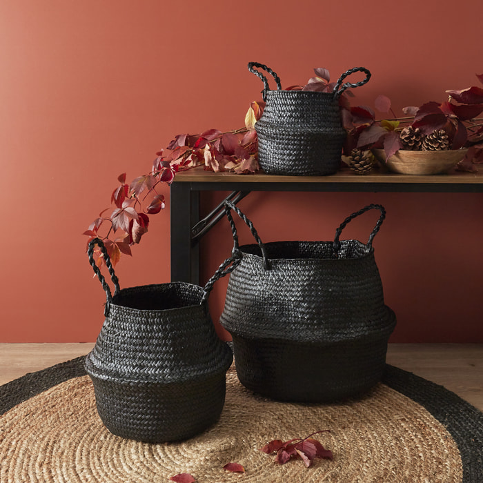 Panier Arrondi Jonc De Mer Noir