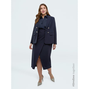 Fiorella Rubino - Blazer effetto doppiopetto in tessuto stretch - Blu