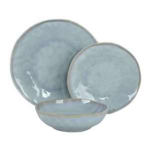 Servizio piatti in ceramica 18 pezzi blu moderno- Elen