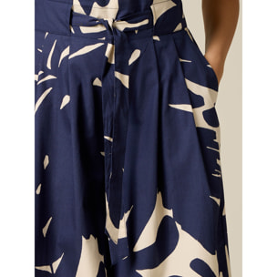 Oltre - Gonna pantalone in popeline fantasia - Blu