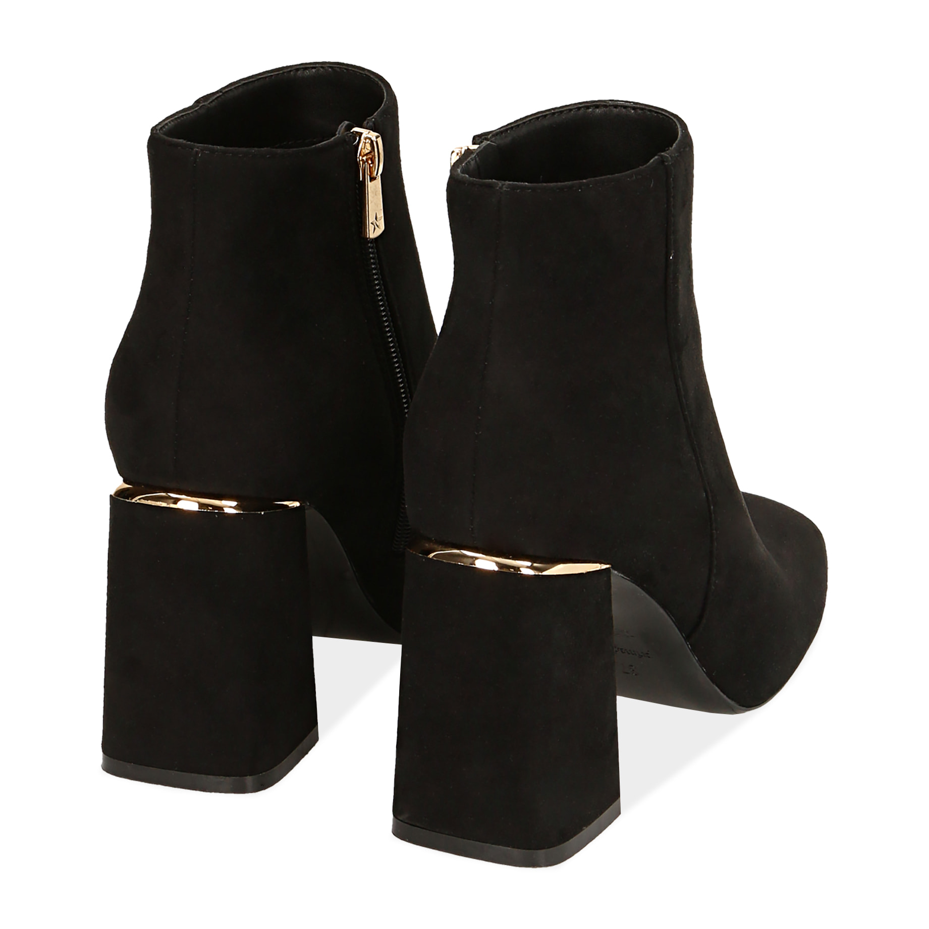 Botines negros de microfibra, tacón 9 cm.