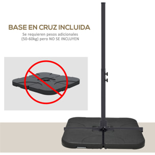 Parasol Excéntrico 294x193 cm Sombrilla de Jardín con Base Cruzada y Manivela Impermeable Protección UV Sombrilla para Terraza Patio Beige