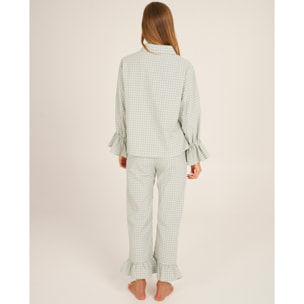 Pantalón de pijama de mujer vichy con volante en los tobillos