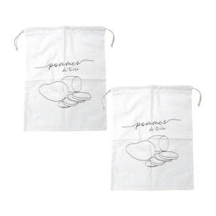 Ensemble de 2 Sacs de conservation pour pommes de terre en coton Fackelmann Eco Friendly