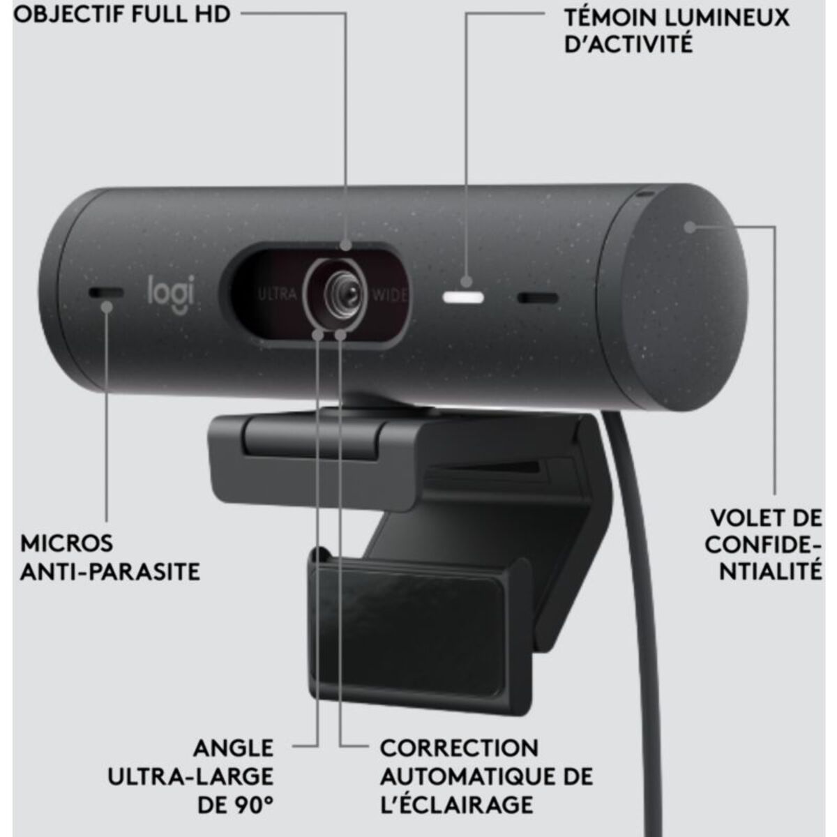 Webcam LOGITECH Brio 500 HD Graphite