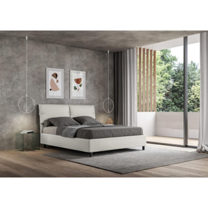 Lit rembourrée coffre 160x190 similicuir blanc Sleeper