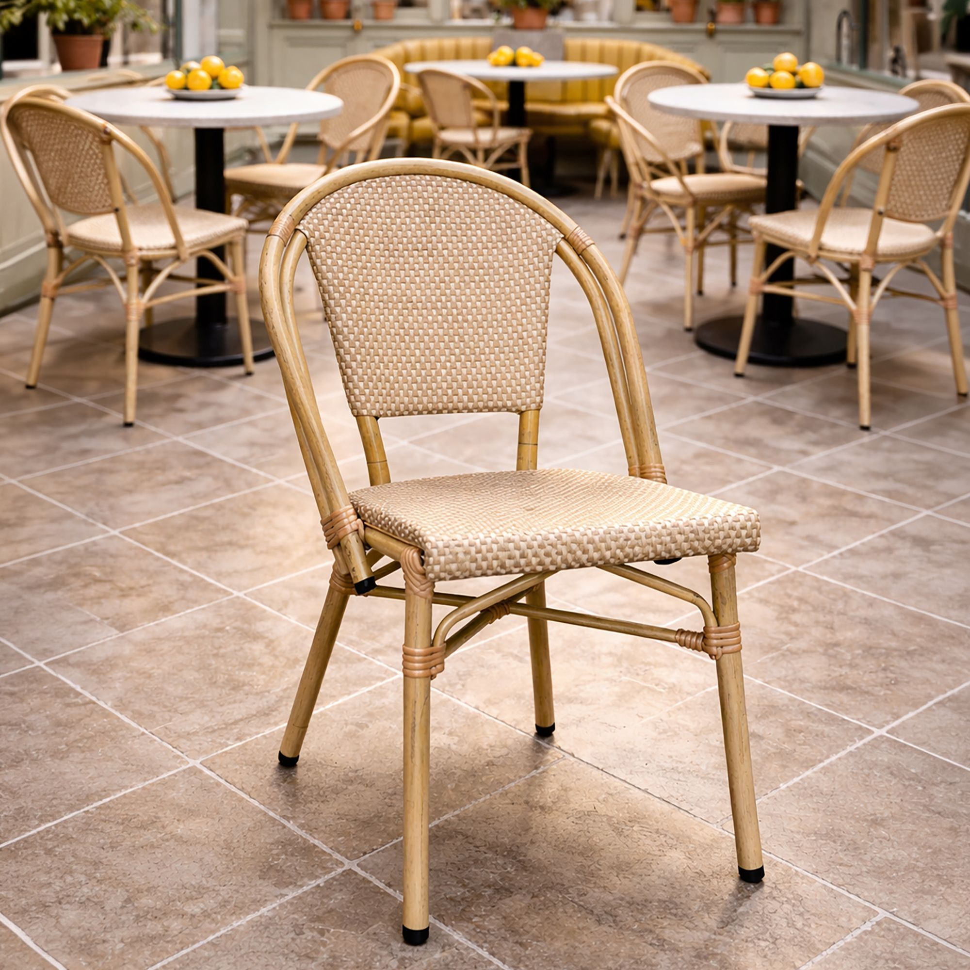 Lot de 2 fauteuils de table beige et structure en aluminium AMALFI