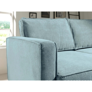 Jake - canapé d'angle droit - convertible avec coffre - 4 places - en velours côtelé - Bleu