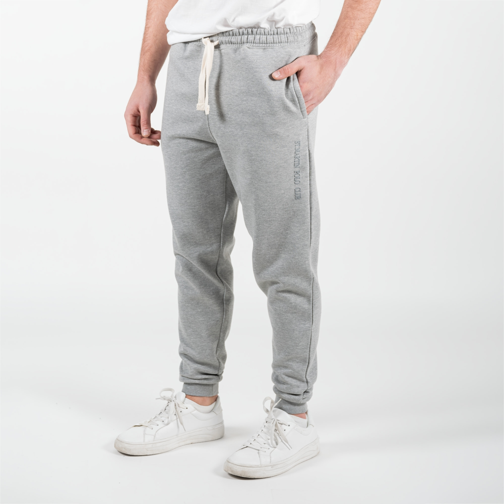 Patalone felpato in pile con patch della bandiera americana cucita sulla tasca posteriore