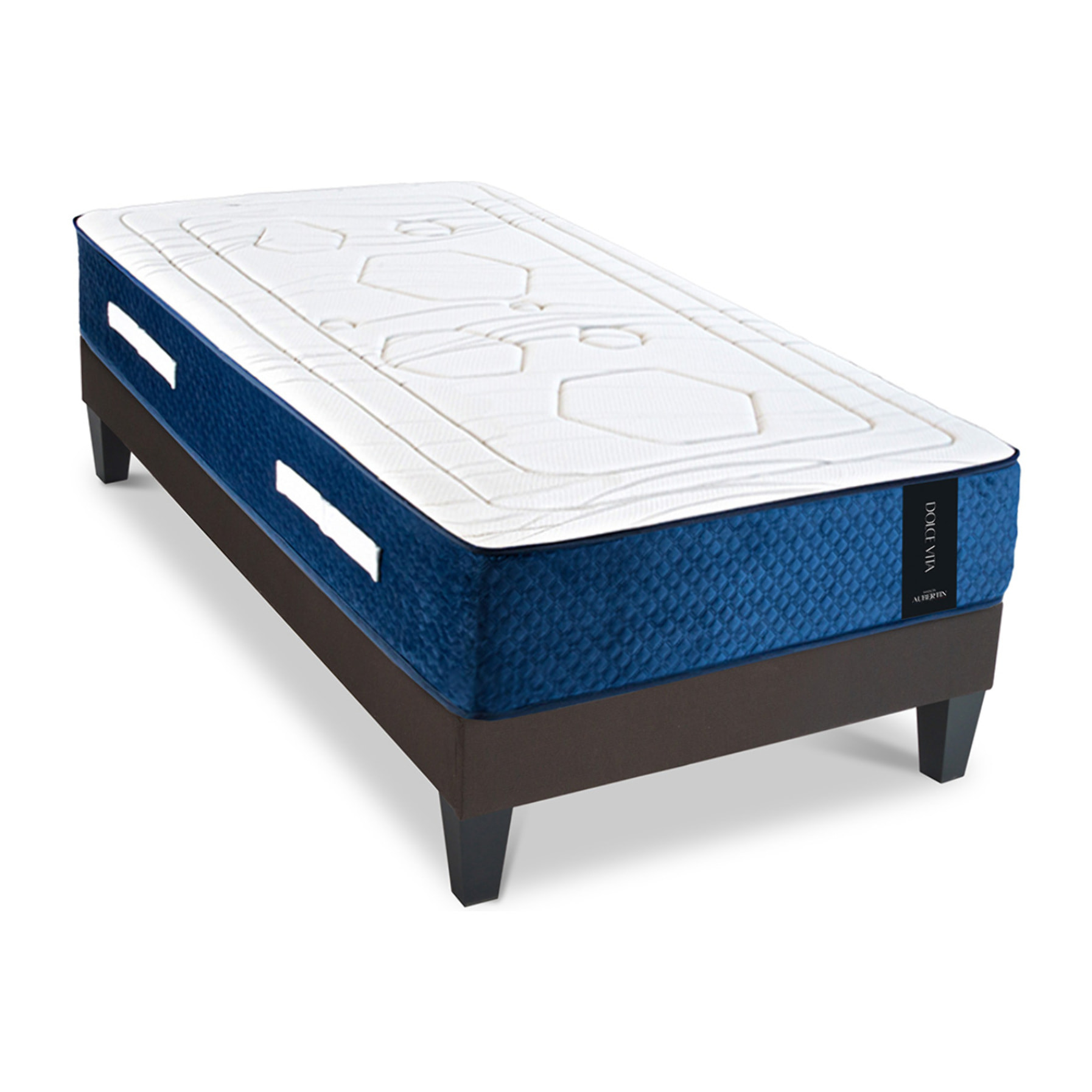 Ensemble Matelas Hybride Dolce Vita & Sommier Tissu, Ressorts Ensachés & Mémoire de Forme, 28 cm, Soutien Ferme
