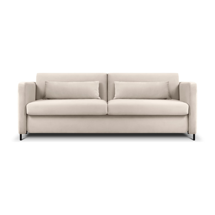 Canapé convertible "Yanis" 3 places en velours beige