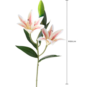 Lilium X2 66 Cm - Pezzi 6 - 18X66X14cm - Colore: Bianco - Bianchi Dino - Fiori Artificiali