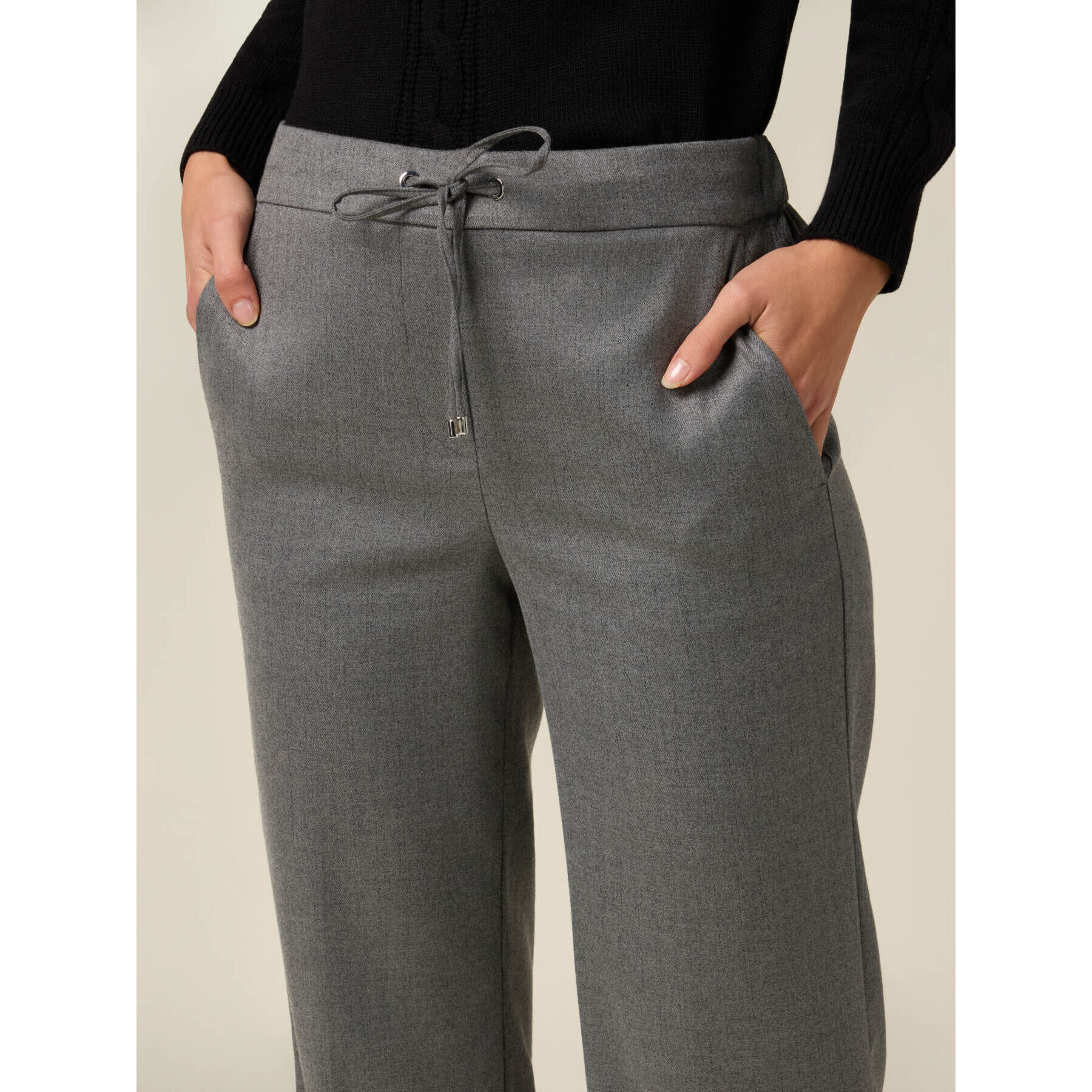Oltre - Pantaloni in flanella con coulisse - Grigio