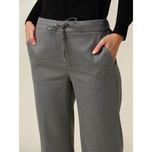 Oltre - Pantaloni in flanella con coulisse - Grigio