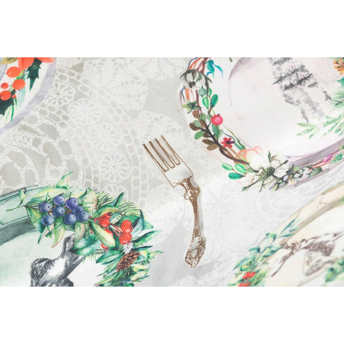 Mantel Antimanchas Platos Navidad 145x180 Cm