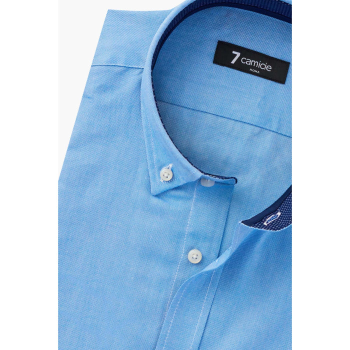 camicia uomo 1 bottone button down slim Oxford unito Blu Inchiostro