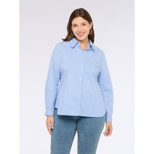 Fiorella Rubino - Camicia a righe in misto cotone con punti luce - Azzurro