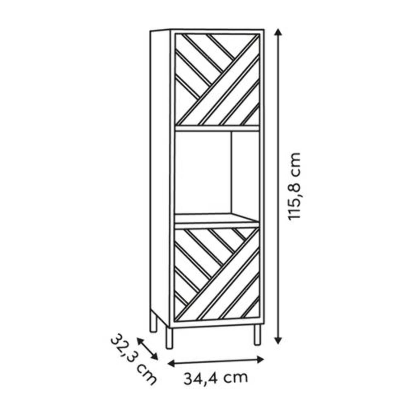 Etagère 3 cases 2 portes Mix'N'Match bois et motif rayé