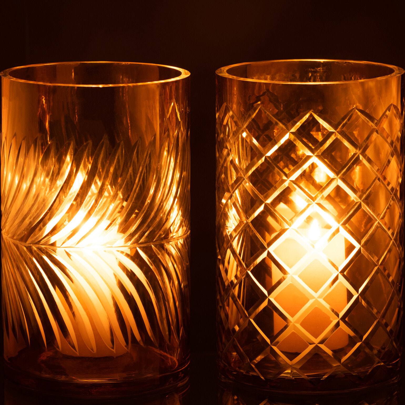 J-Line photophore Diamant - verre - or - large - 2 pcs