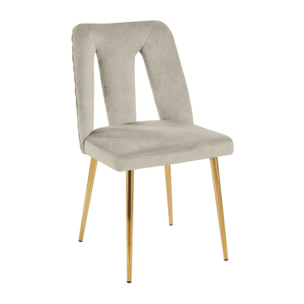 Sedia Imbottita in Effetto Velluto con Schienale Aperto e Gambe Oro, Design Moderno ed Elegante per Sala da Pranzo, Cucina, Soggiorno, Studio e Ufficio