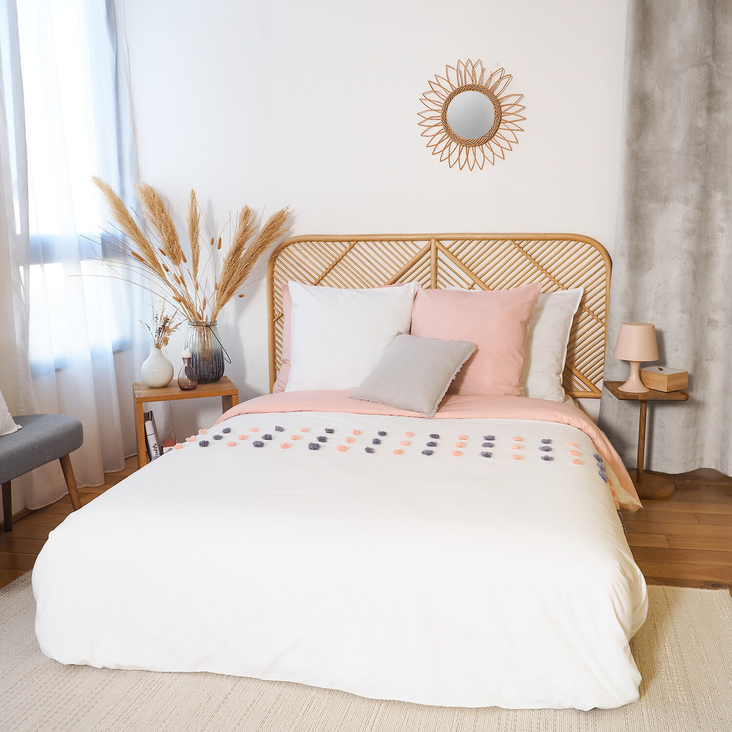 Parure housse de couette 3pcs 100% coton 57 fils poupie