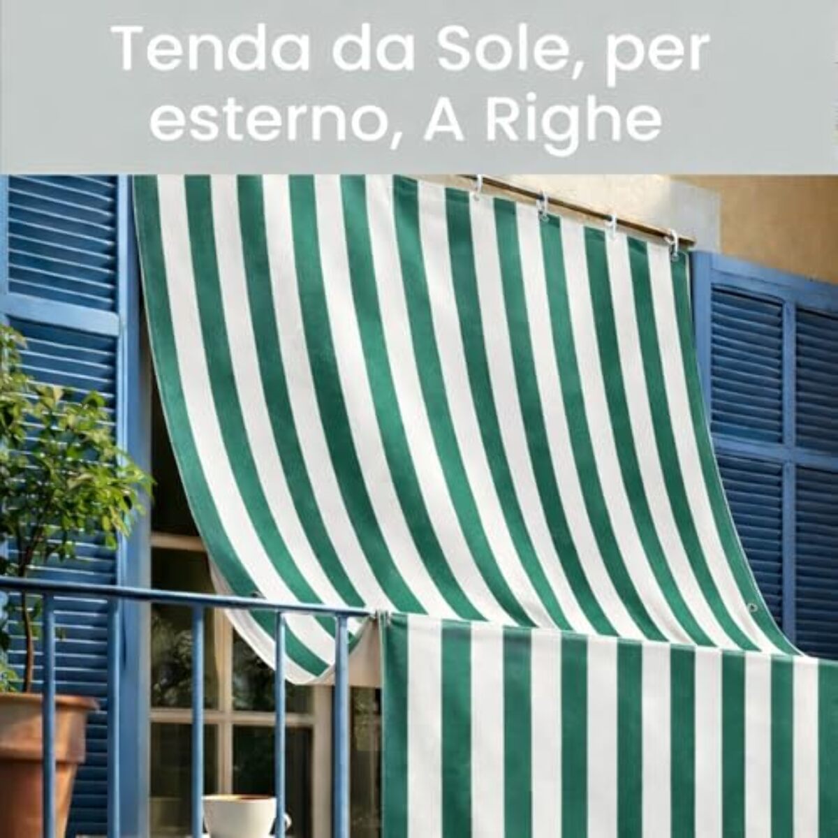 Intrecci Tenda da Sole Impermeabile per Verande e Balconi con Occhielli Righe verde