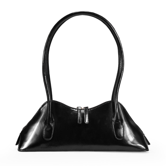 Bolso de hombro negro con cremallera