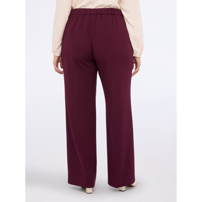 Fiorella Rubino - Pantaloni wide leg in tessuto stretch - Bordeaux