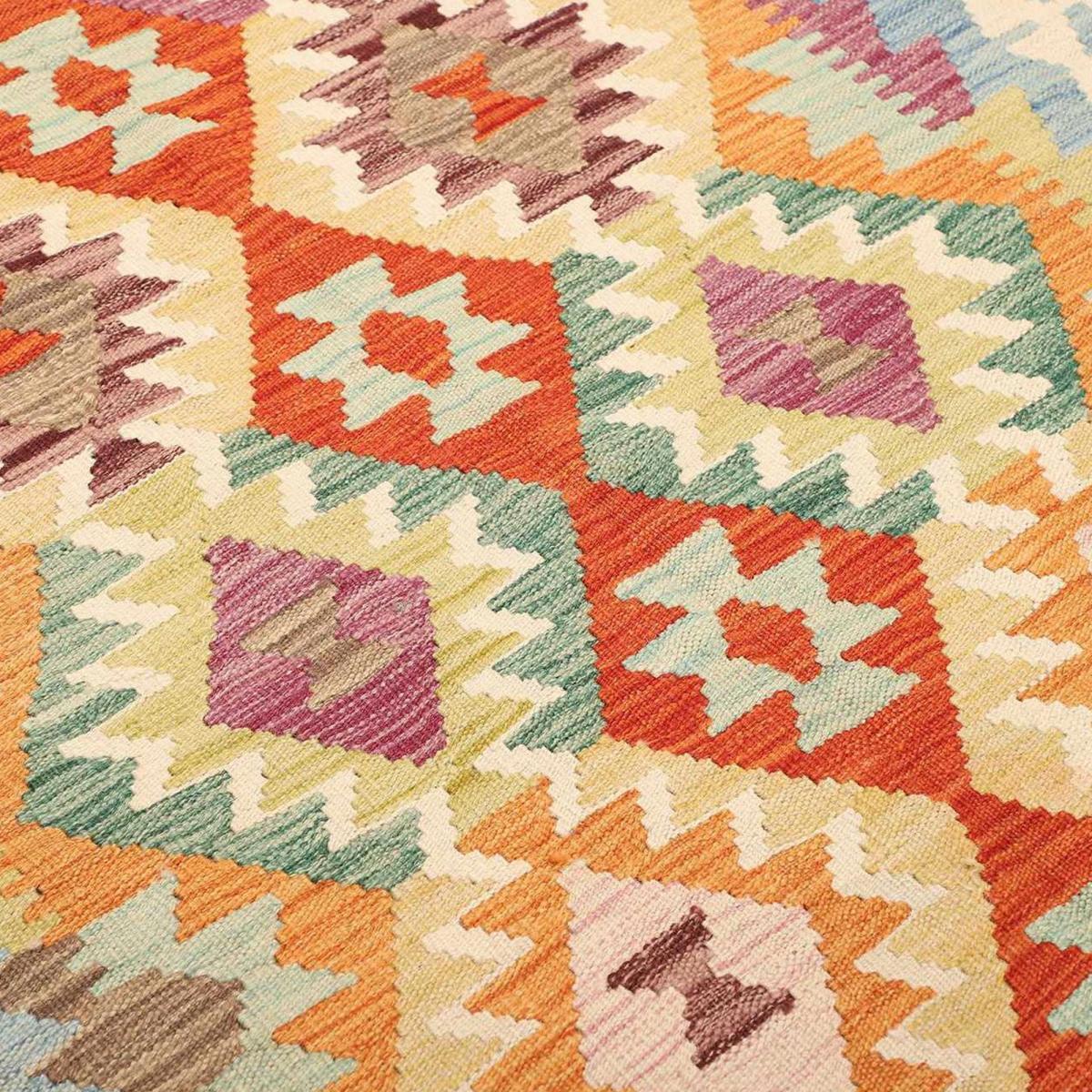 Tapis kilim ethnique, tissé plat en laine naturelle, RERUFE