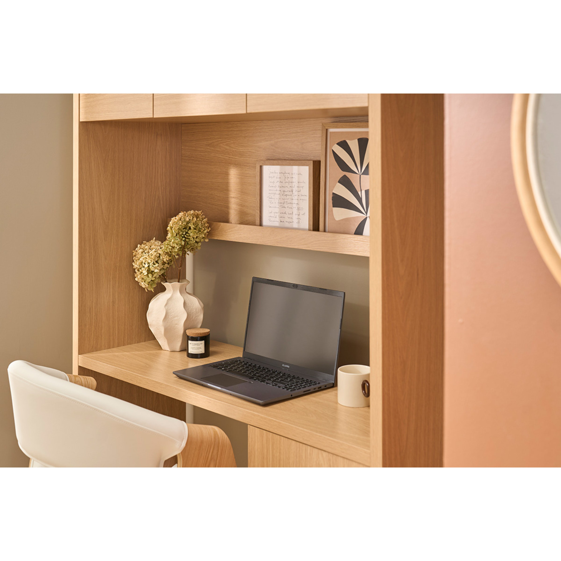 Bureau bibliothèque avec rangements finition bois clair chêne L115 cm WISSEM