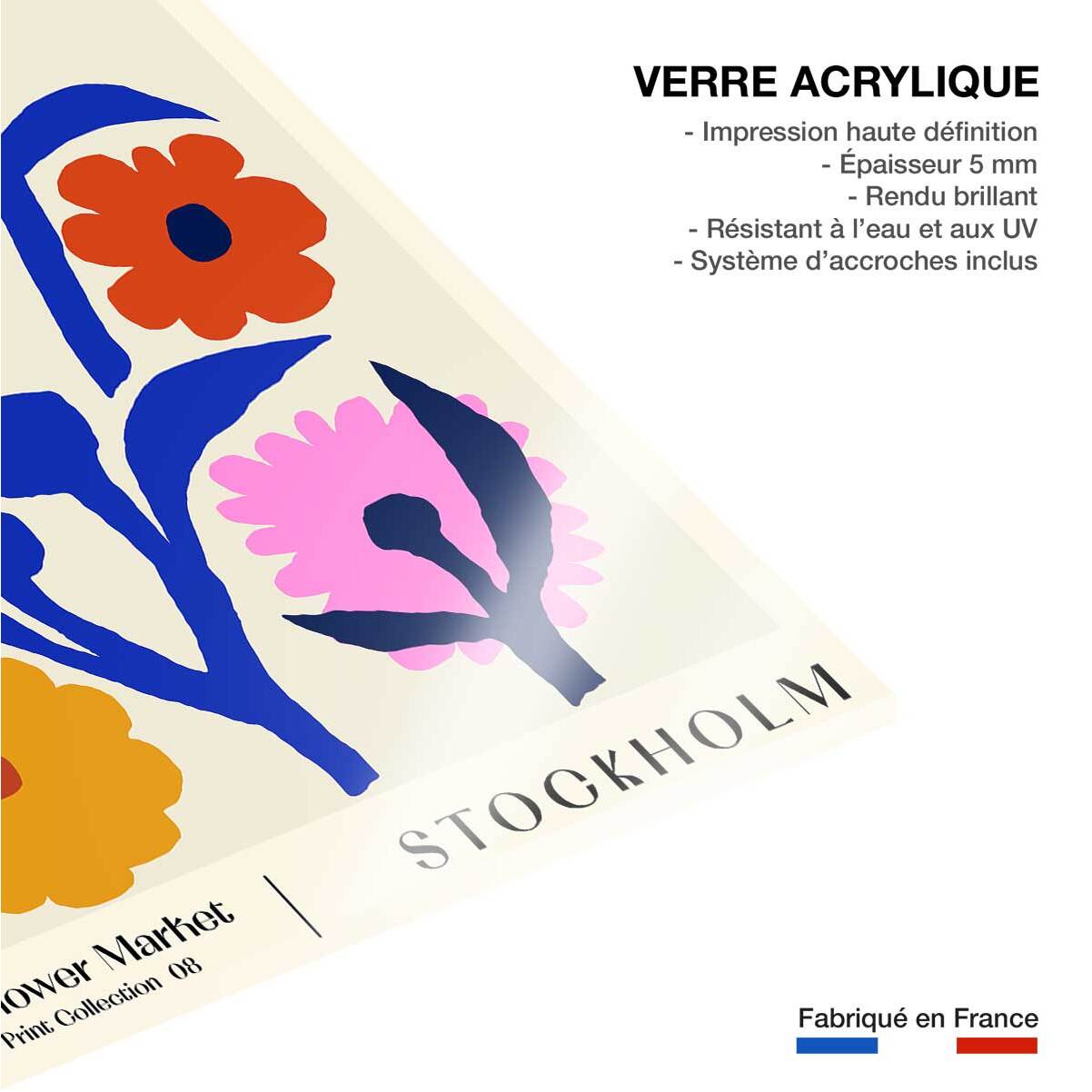 Tableau fleurs marché aux fleurs stockholm  Tableau plexiglas