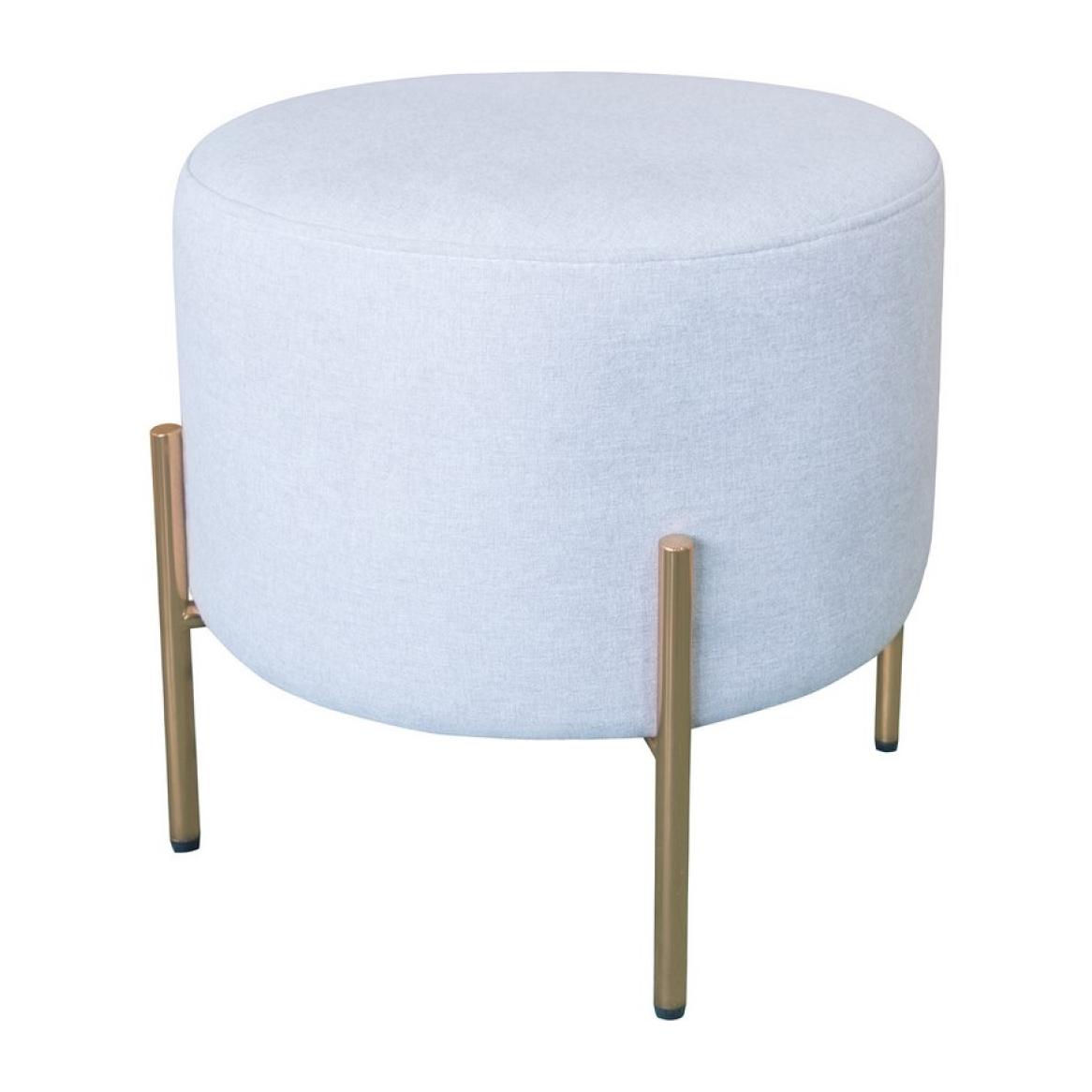 Pouf colorato tondo gambe oro grigio chiaro - Kate