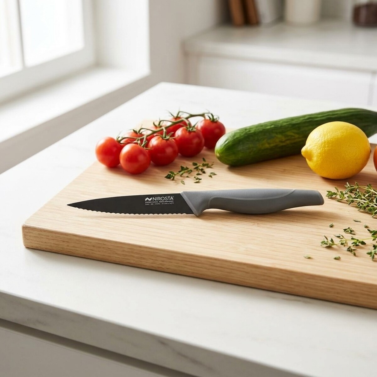 Couteau de cuisine cranté Nirosta Black Edition