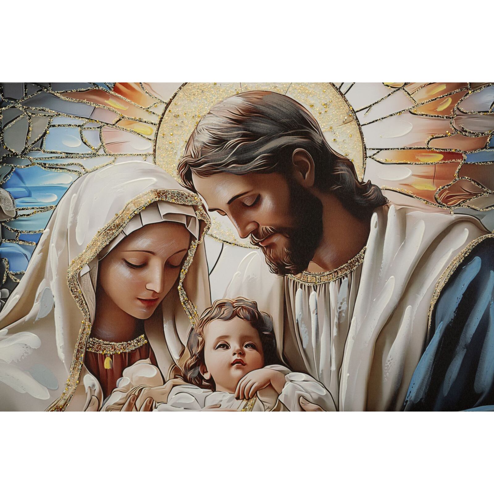 STAMPA DIPINTA SU TELA LACCATA NATIVITA' C/CORNICE CM 102X4X72