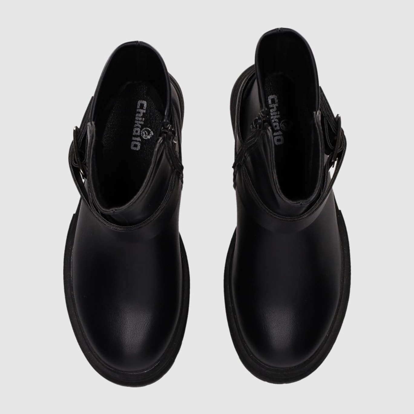 Botines de Piel Sintética - Negro - Tacón: Bajo