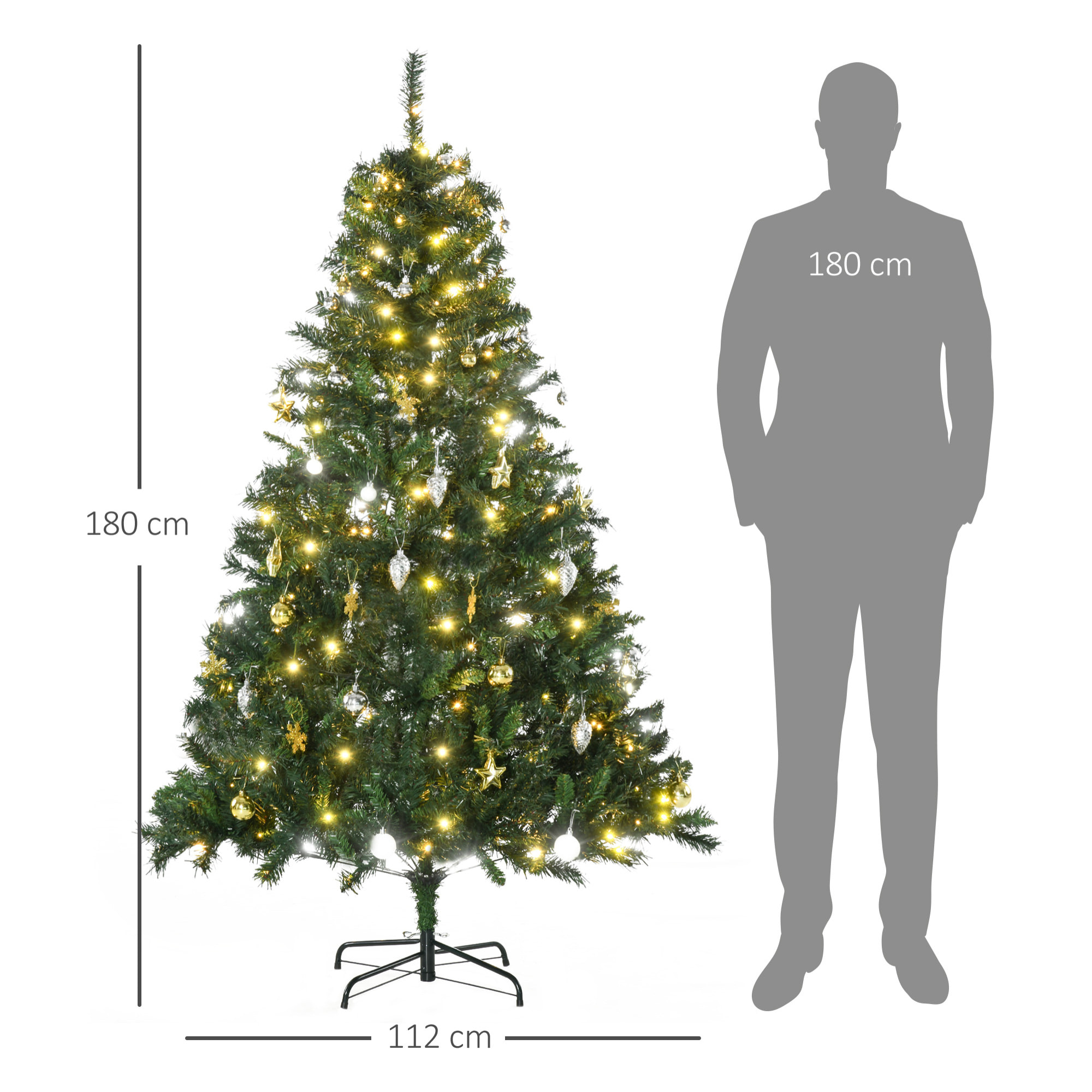 Árbol de Navidad Artificial 745 Ramas 200 Luces Φ112x180cm