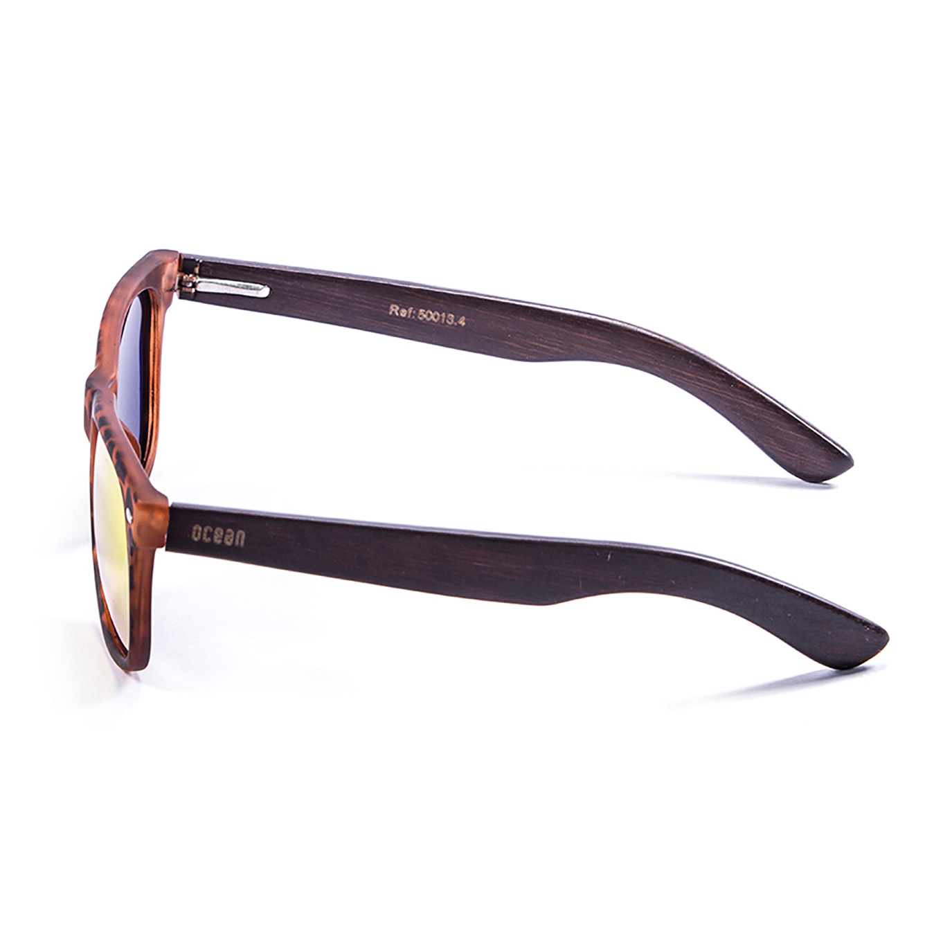 Gafas de sol OCEAN BEACH WOOD - Patilla marrón bambú con montura carey y / Revo roja
