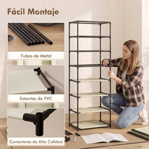 HOMCOM Zapatero de 7 Niveles, Zapatero Estrecho de Acero con Funda de Tela no Tejida, 2 Bolsillos Laterales, Estantería para 14-21 Pares de Zapatos, para Recibidor, Entrada, Pasillo, Beige