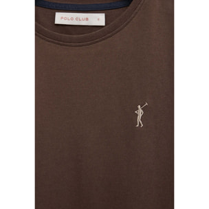 Maglietta cioccolato a maniche corte e a girocollo con ricamo Rigby Go