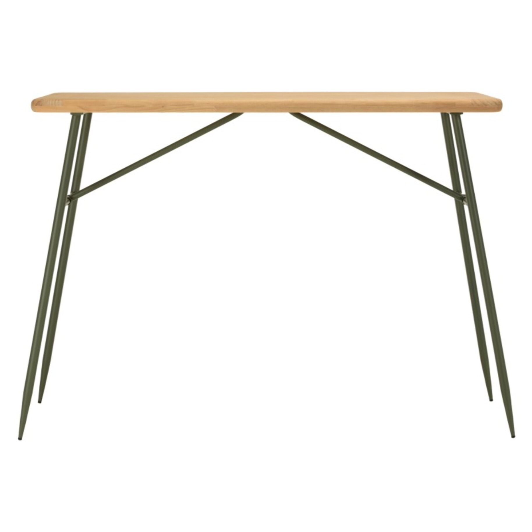 HELENA - Ensemble 1 bar + 2 tabourets en bois de pin et métal vert