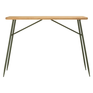 HELENA - Ensemble 1 bar + 2 tabourets en bois de pin et métal vert