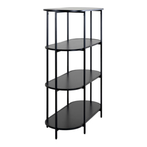 Libreria Vita ovale a 4 ripiani in nero con struttura in acciaio, 85×36×111 cm