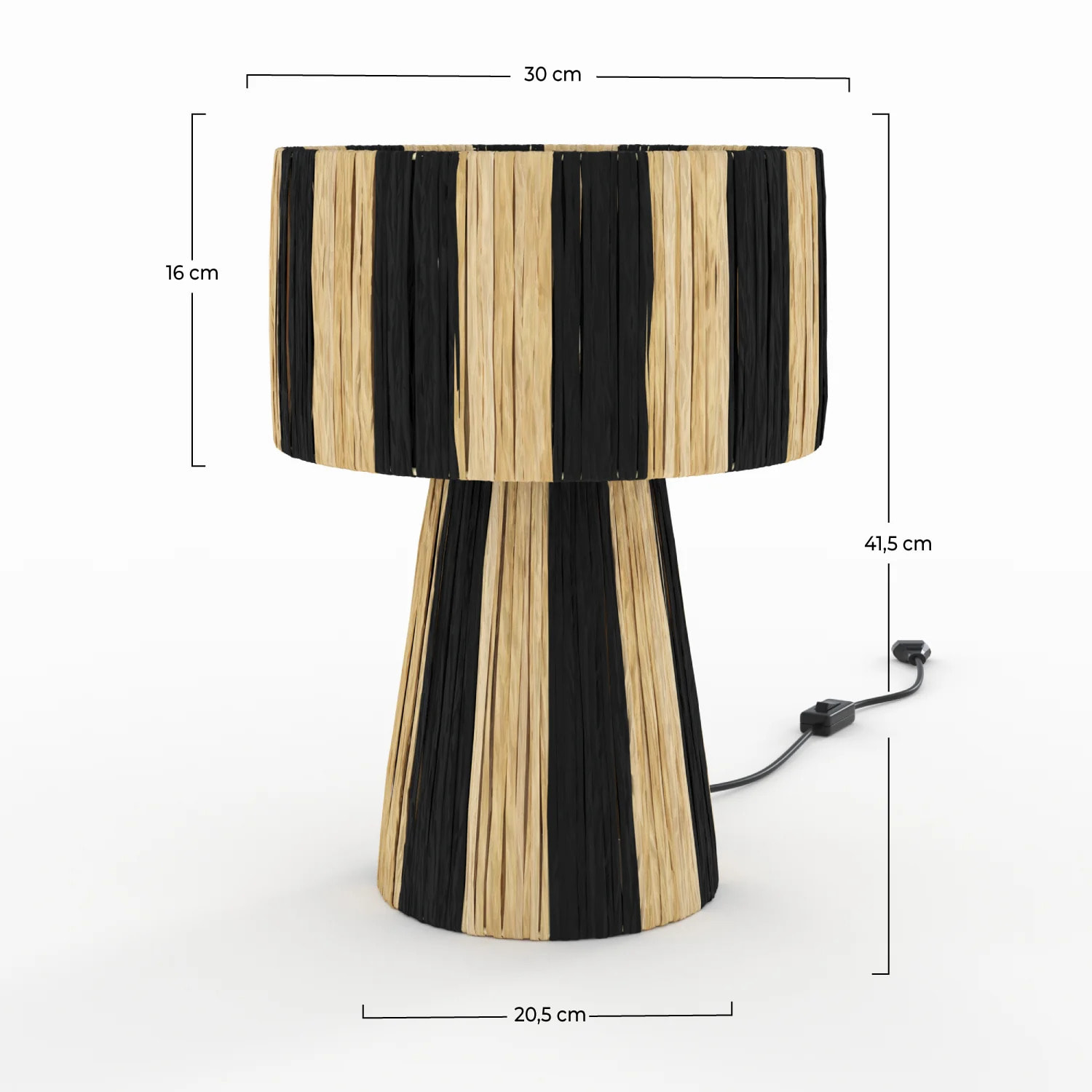 Lampe rayée noire en feuille de palmier - Soléa