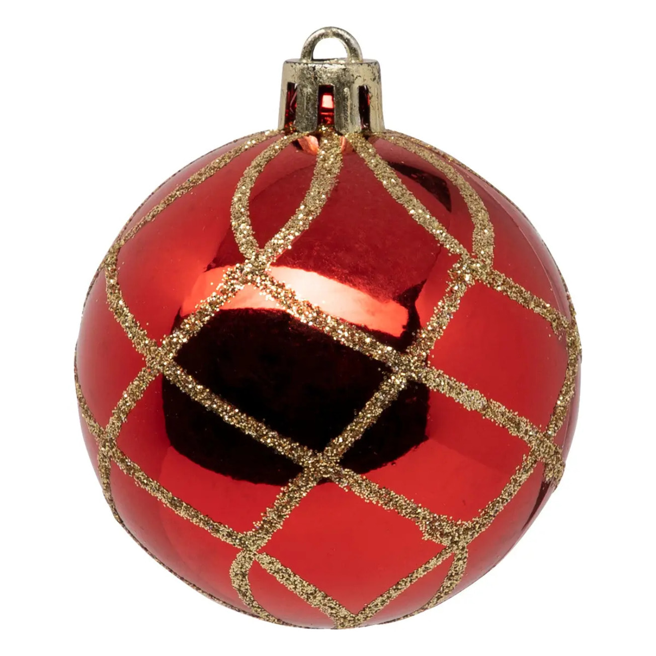 Boules de Noël "Colorama de Noël" lot de 25 en plastique recyclé D6cm rouge blanc