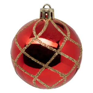 Boules de Noël "Colorama de Noël" lot de 25 en plastique recyclé D6cm rouge blanc