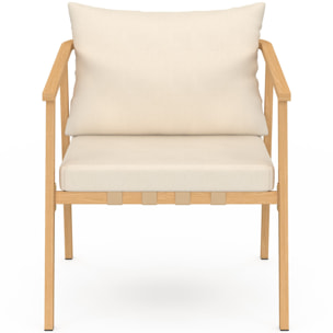 Salon de jardin Paros 4 places bois et beige