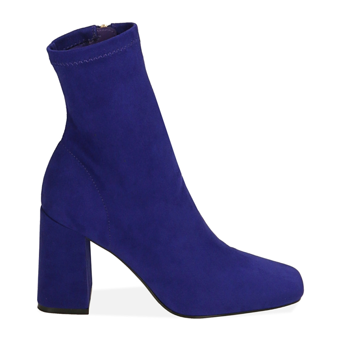Ankle boots viola in microfibra, tacco 8,5 cm