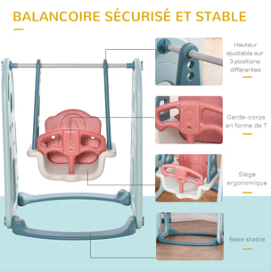 Portique enfant toboggan et balançoire avec panier de basket-ball aire de jeux 3 en 1 usage intérieur et extérieur dim. 200 x 150 x 100 cm